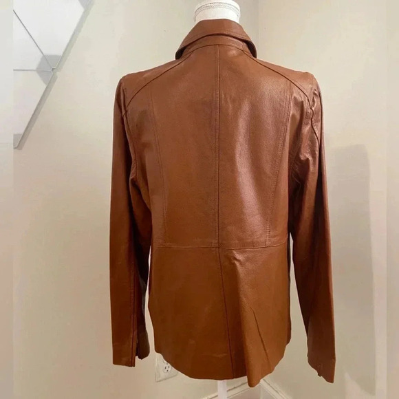 Isaac Mizrahi Live Cogniac Leather Jacket Size L - Picture 2 of 8
